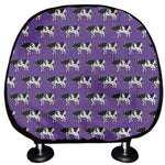 Purple Cow Pattern Print Car Headrest Covers