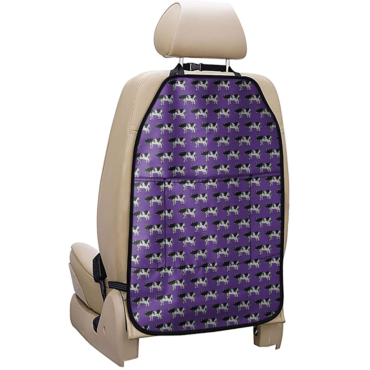 Purple Cow Pattern Print Car Seat Organizers