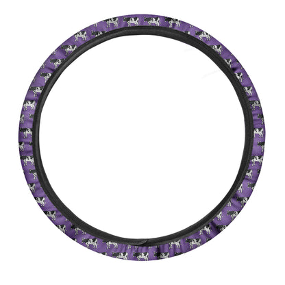 Purple Cow Pattern Print Car Steering Wheel Cover