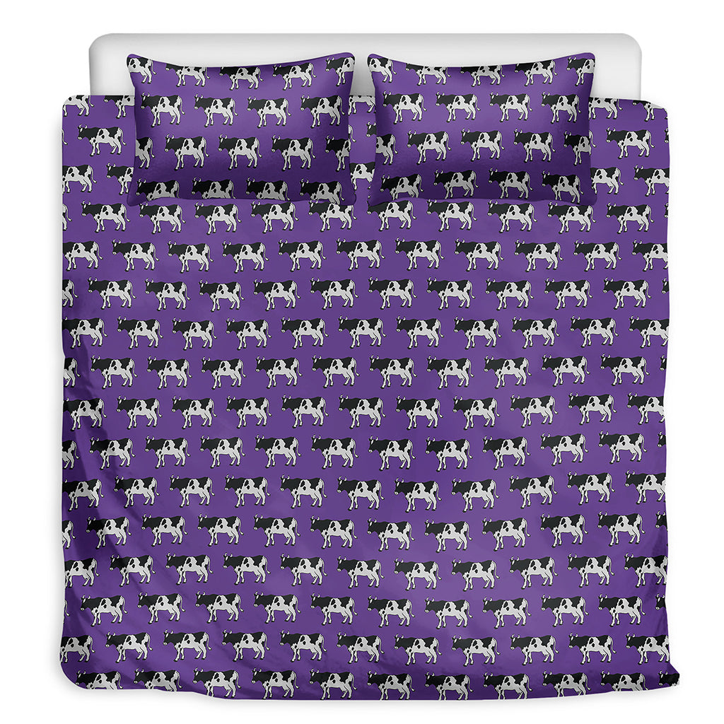 Purple Cow Pattern Print Duvet Cover Bedding Set