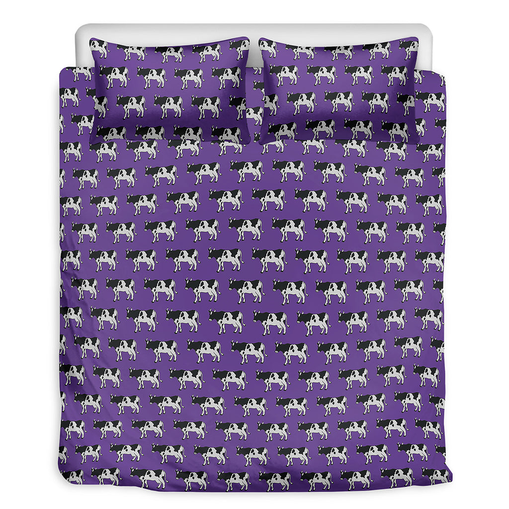 Purple Cow Pattern Print Duvet Cover Bedding Set