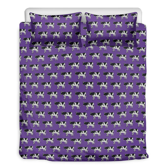 Purple Cow Pattern Print Duvet Cover Bedding Set