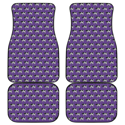 Purple Cow Pattern Print Front and Back Car Floor Mats