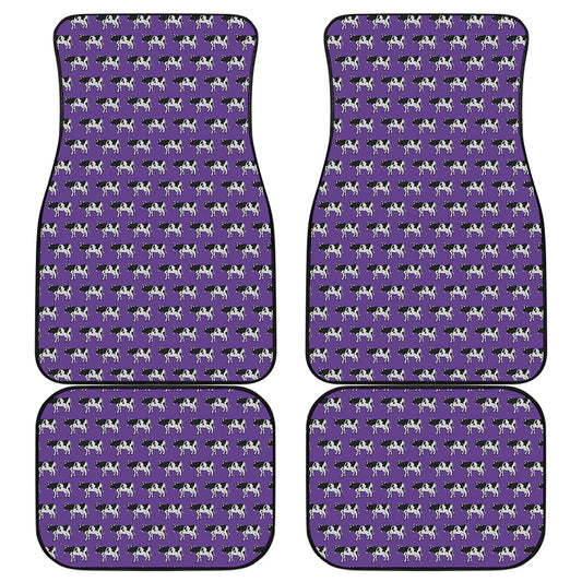 Purple Cow Pattern Print Front and Back Car Floor Mats
