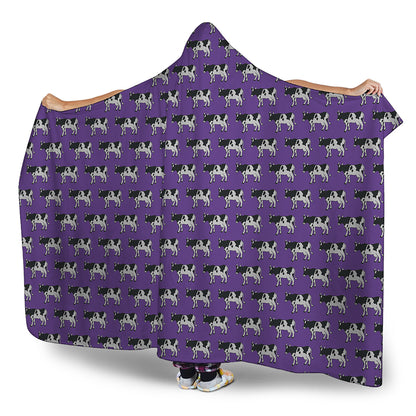 Purple Cow Pattern Print Hooded Blanket