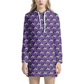 Purple Cow Pattern Print Pullover Hoodie Dress