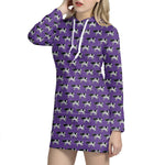 Purple Cow Pattern Print Hoodie Dress