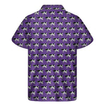 Purple Cow Pattern Print Men's Short Sleeve Shirt