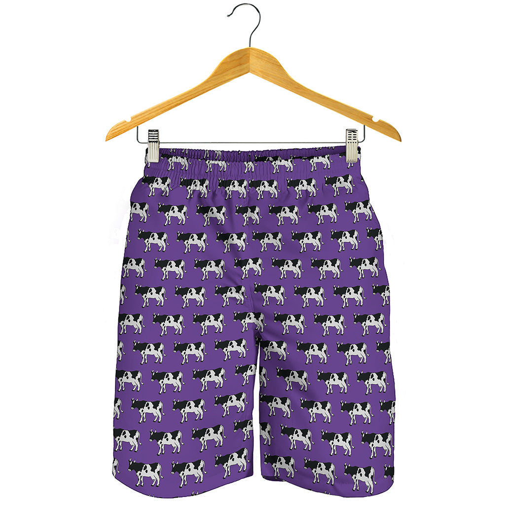 Purple Cow Pattern Print Men's Shorts