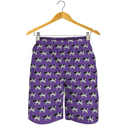 Purple Cow Pattern Print Men's Shorts