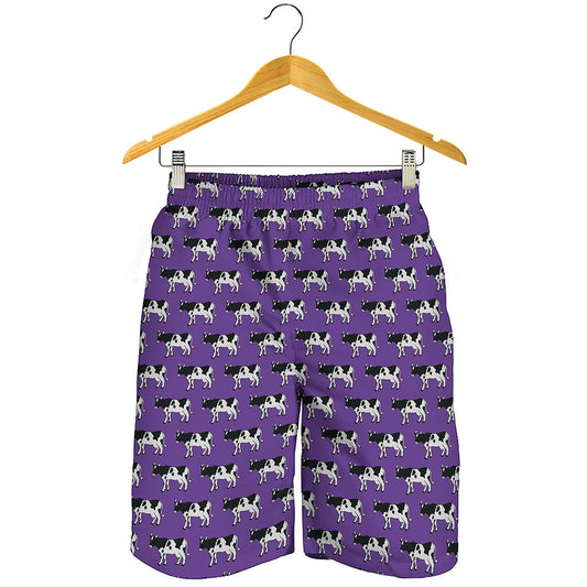 Purple Cow Pattern Print Men's Shorts