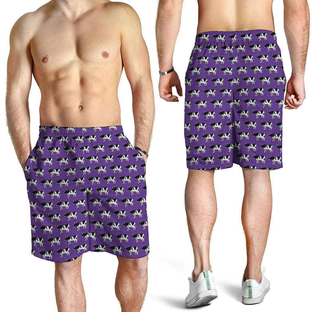 Purple Cow Pattern Print Men's Shorts