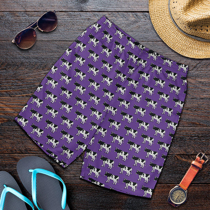 Purple Cow Pattern Print Men's Shorts