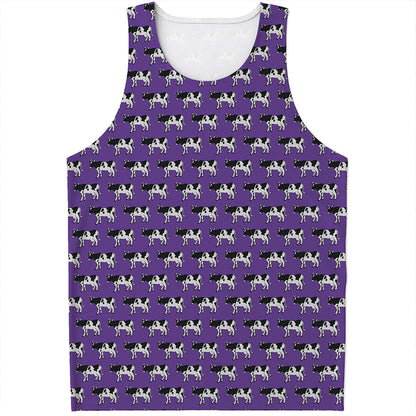 Purple Cow Pattern Print Men's Tank Top
