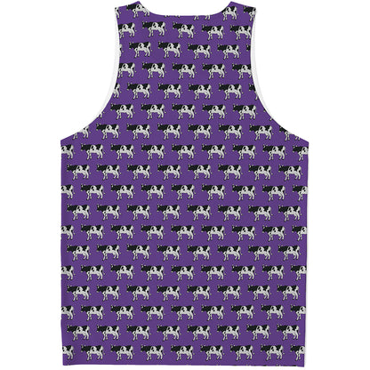 Purple Cow Pattern Print Men's Tank Top
