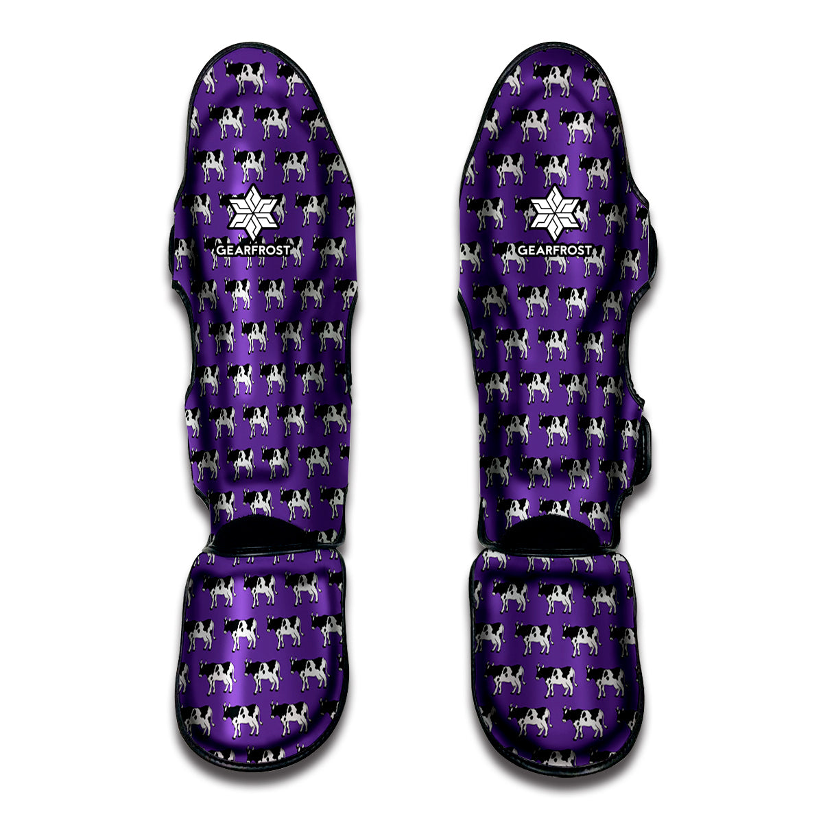 Purple Cow Pattern Print Muay Thai Shin Guard