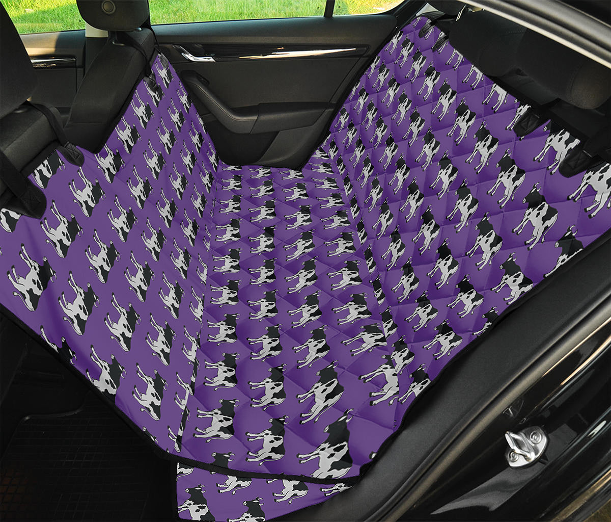 Purple Cow Pattern Print Pet Car Back Seat Cover