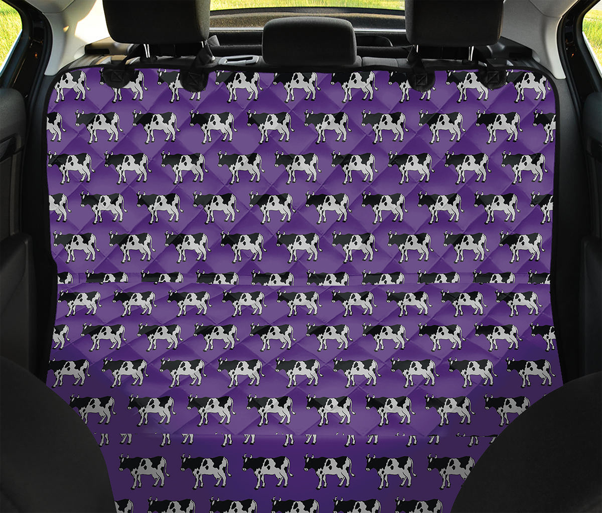 Purple Cow Pattern Print Pet Car Back Seat Cover