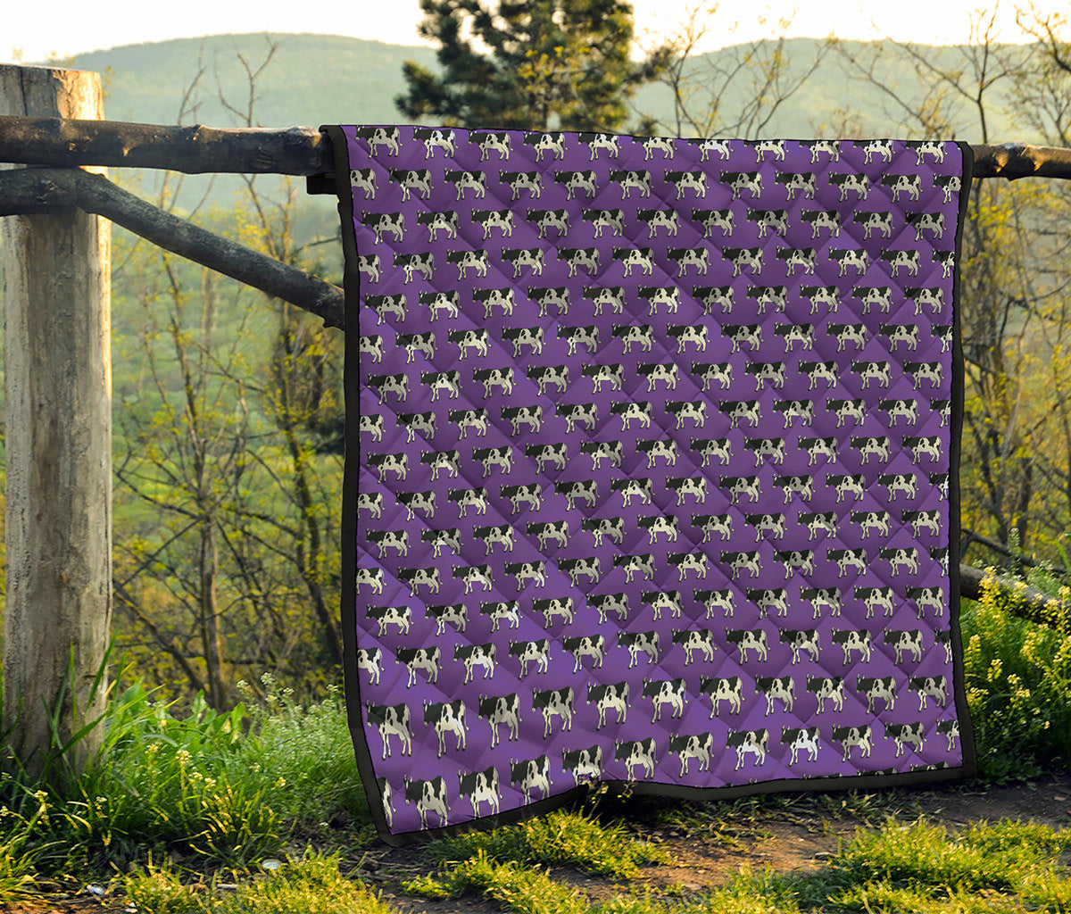 Purple Cow Pattern Print Quilt