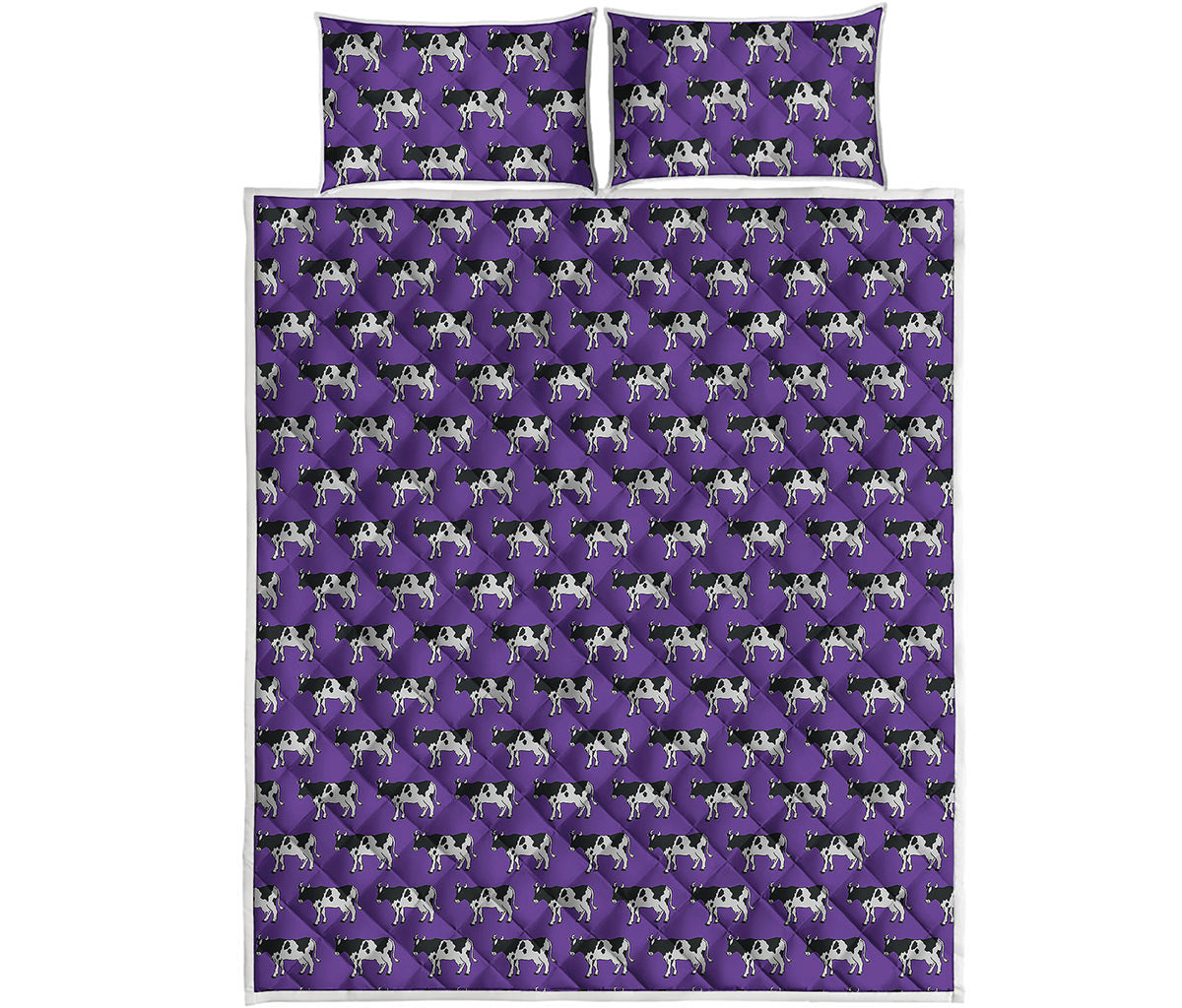 Purple Cow Pattern Print Quilt Bed Set