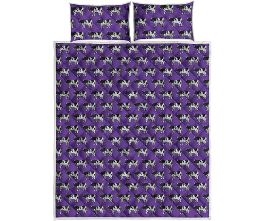 Purple Cow Pattern Print Quilt Bed Set