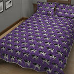 Purple Cow Pattern Print Quilt Bed Set