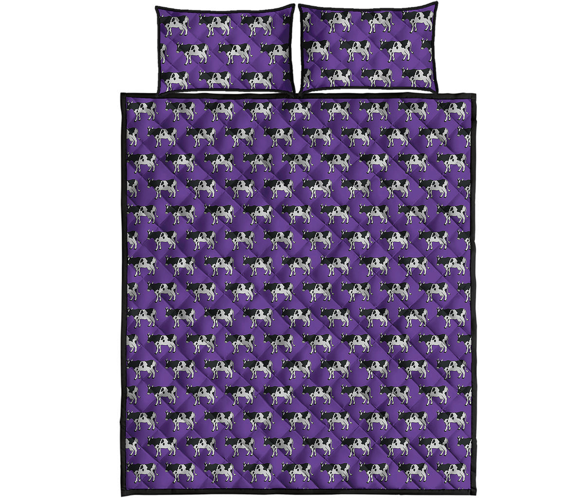 Purple Cow Pattern Print Quilt Bed Set