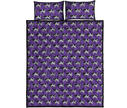 Purple Cow Pattern Print Quilt Bed Set
