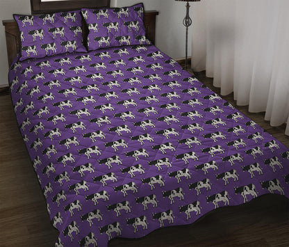 Purple Cow Pattern Print Quilt Bed Set