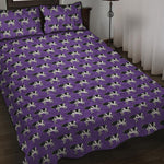Purple Cow Pattern Print Quilt Bed Set