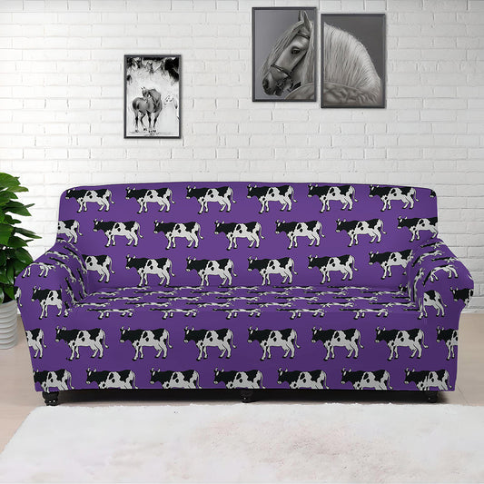 Purple Cow Pattern Print Sofa Cover