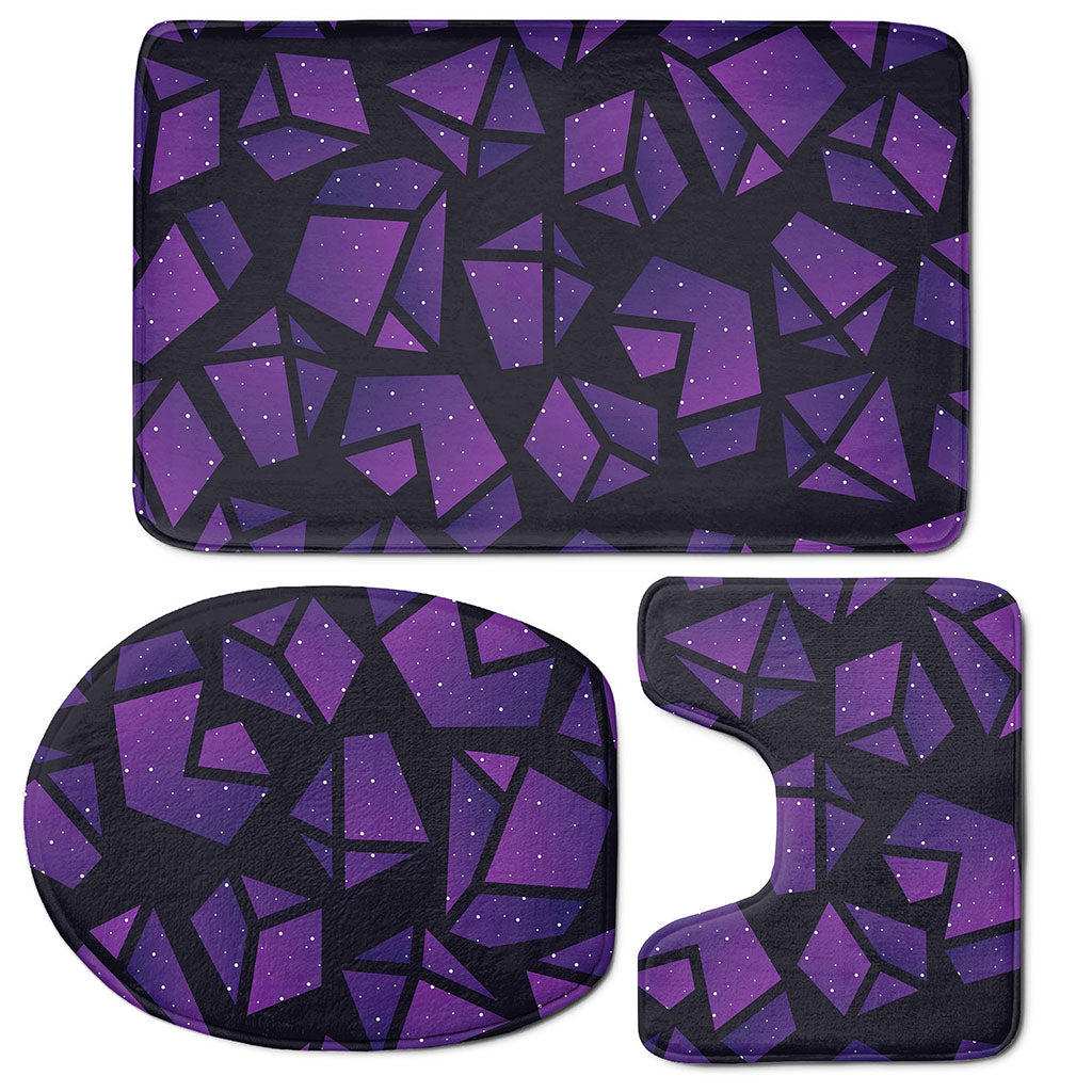 Purple Crystal Cosmic Galaxy Space Print 3 Piece Bath Mat Set