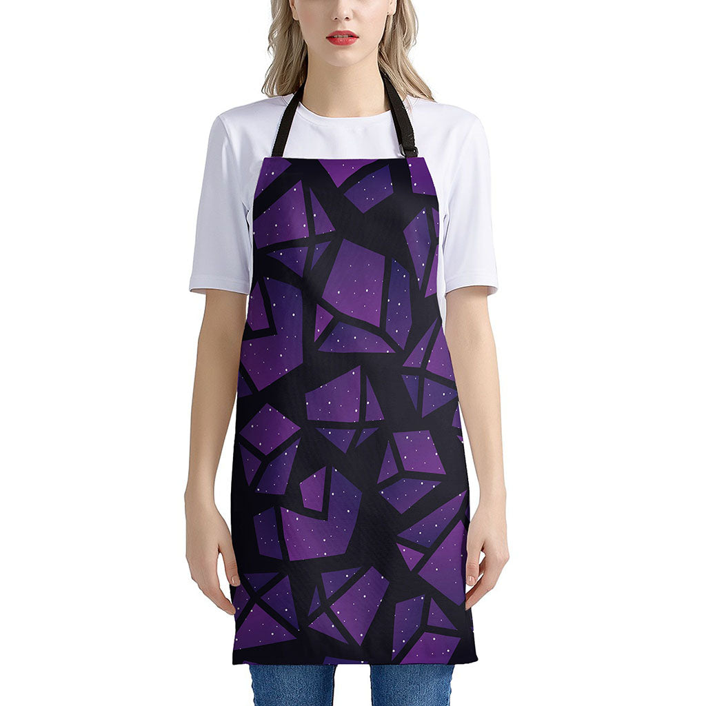 Purple Crystal Cosmic Galaxy Space Print Apron