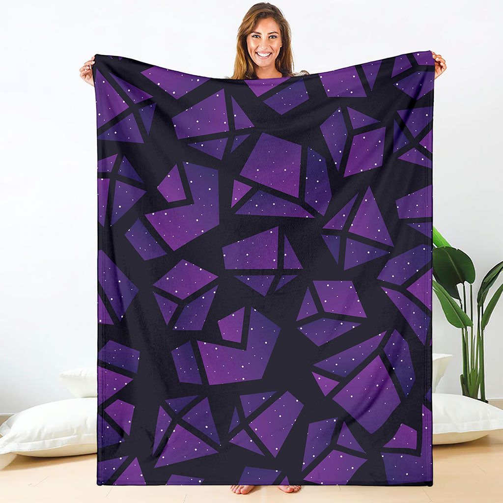 Purple Crystal Cosmic Galaxy Space Print Blanket