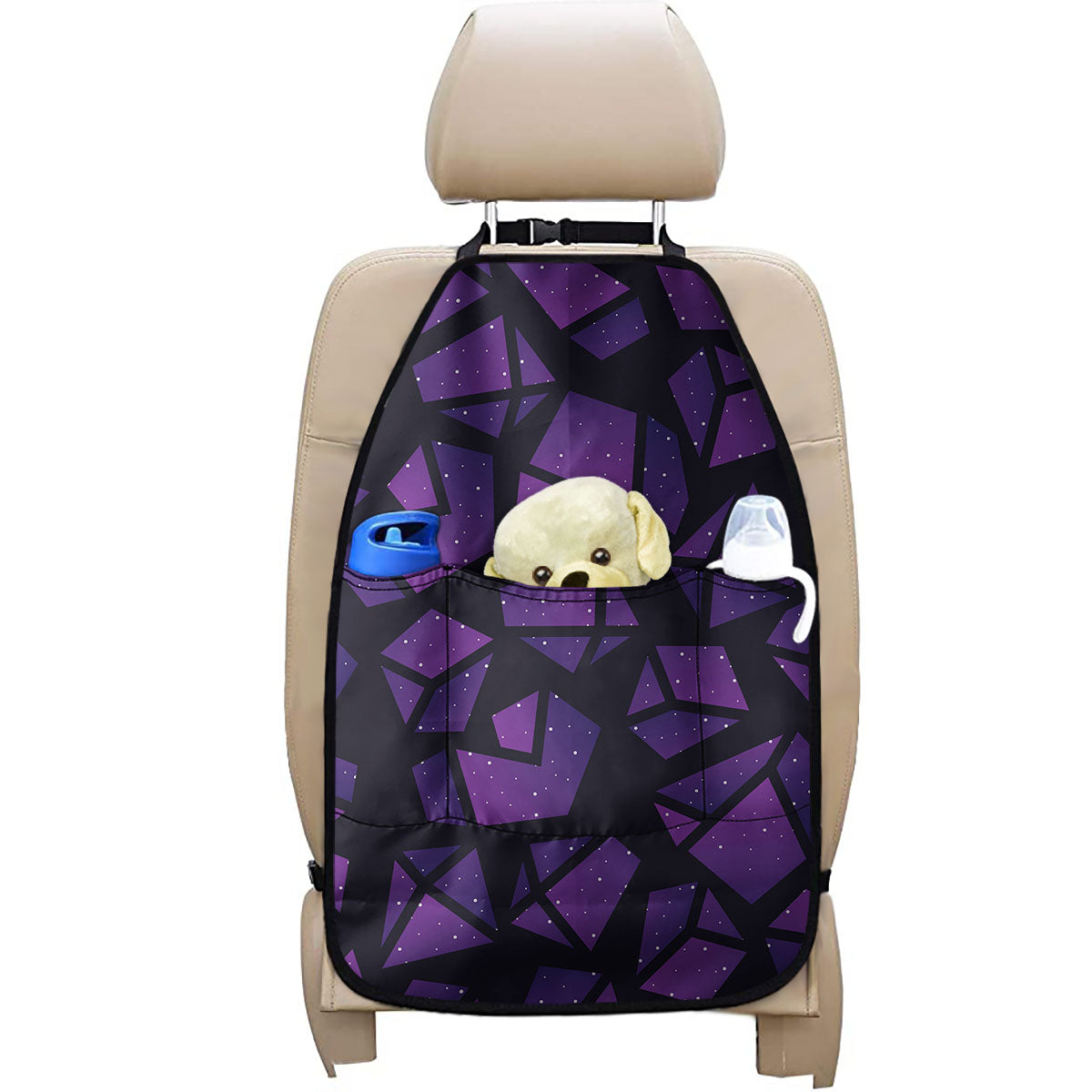 Purple Crystal Cosmic Galaxy Space Print Car Seat Organizers