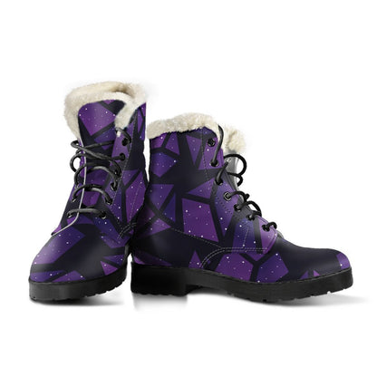 Purple Crystal Cosmic Galaxy Space Print Comfy Boots GearFrost