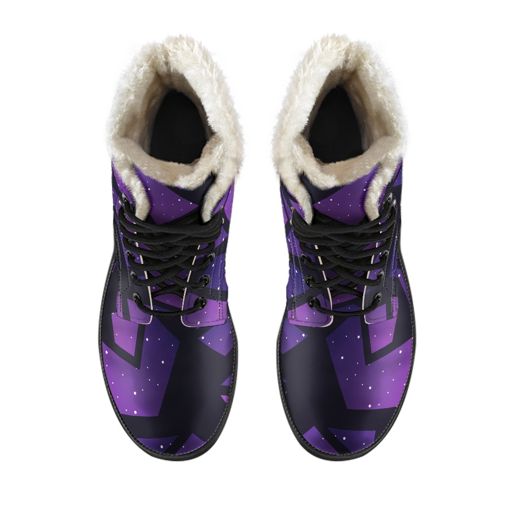 Purple Crystal Cosmic Galaxy Space Print Comfy Boots GearFrost