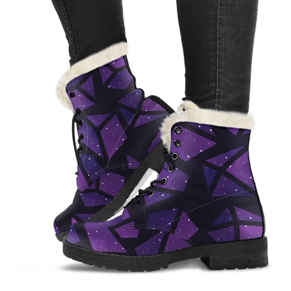 Purple Crystal Cosmic Galaxy Space Print Comfy Boots GearFrost