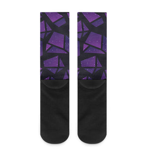 Purple Crystal Cosmic Galaxy Space Print Crew Socks