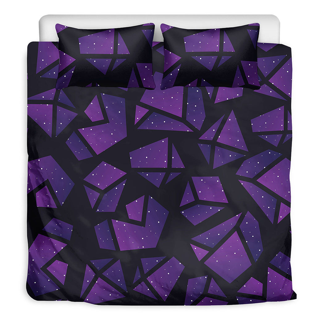 Purple Crystal Cosmic Galaxy Space Print Duvet Cover Bedding Set