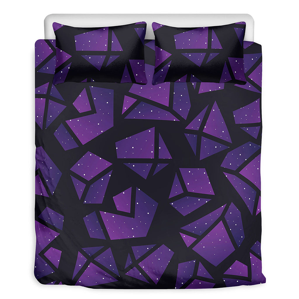 Purple Crystal Cosmic Galaxy Space Print Duvet Cover Bedding Set