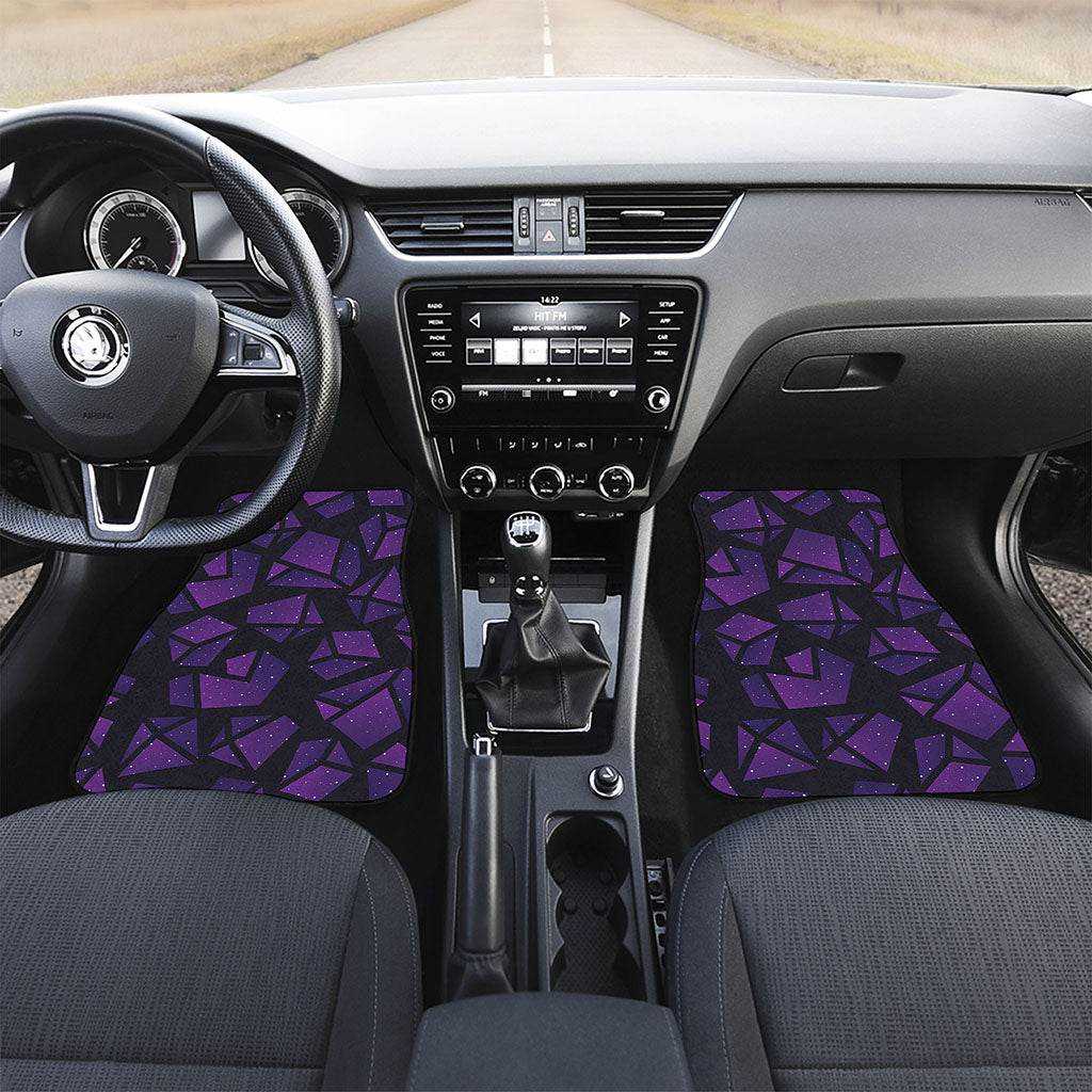 Purple Crystal Cosmic Galaxy Space Print Front and Back Car Floor Mats