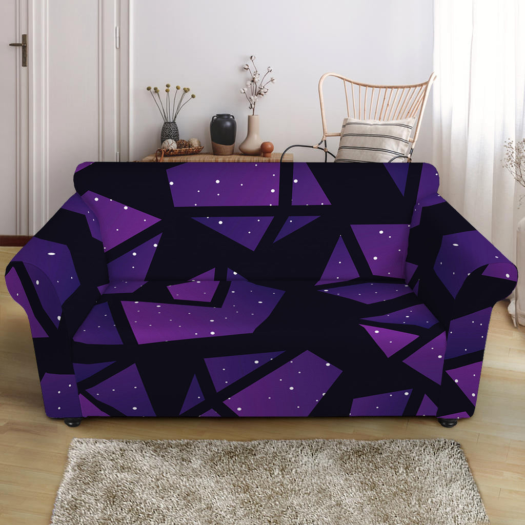 Purple Crystal Cosmic Galaxy Space Print Loveseat Slipcover