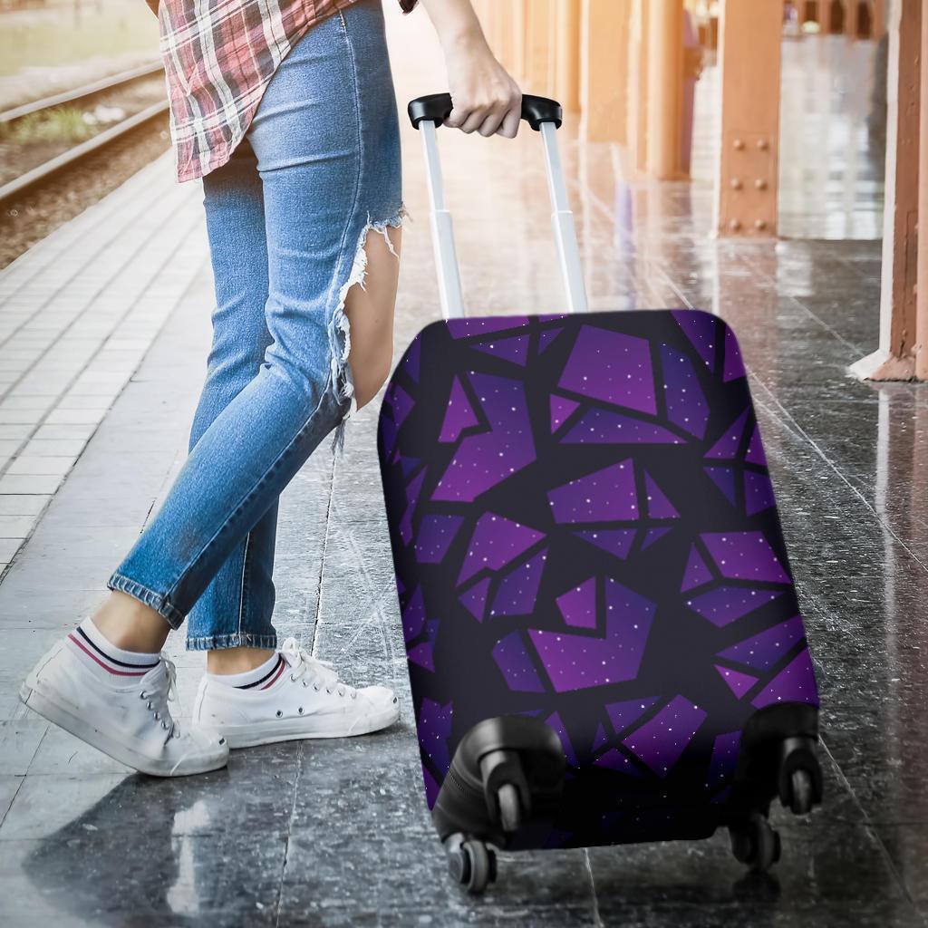 Purple Crystal Cosmic Galaxy Space Print Luggage Cover GearFrost