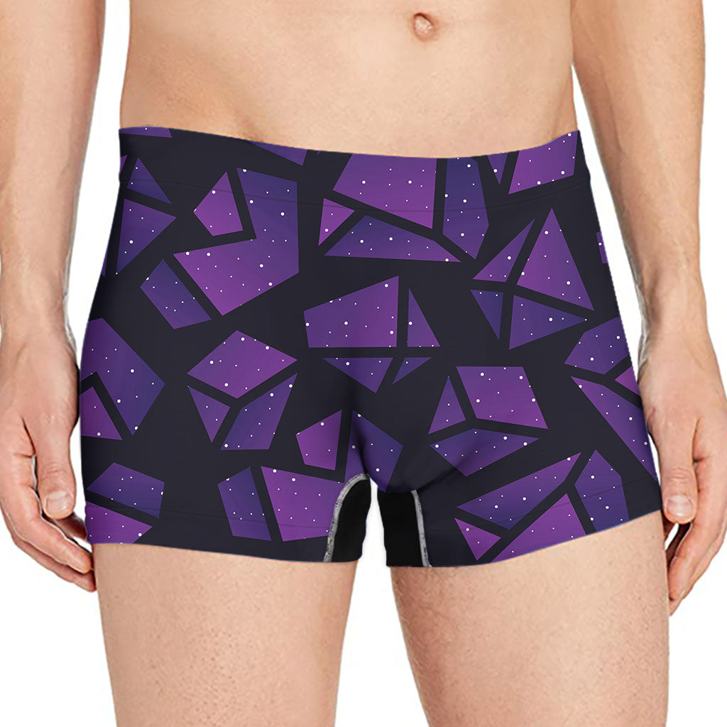 Purple Crystal Cosmic Galaxy Space Print Men's Boxer Briefs