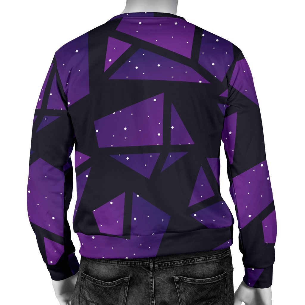 Purple Crystal Cosmic Galaxy Space Print Men's Crewneck Sweatshirt GearFrost