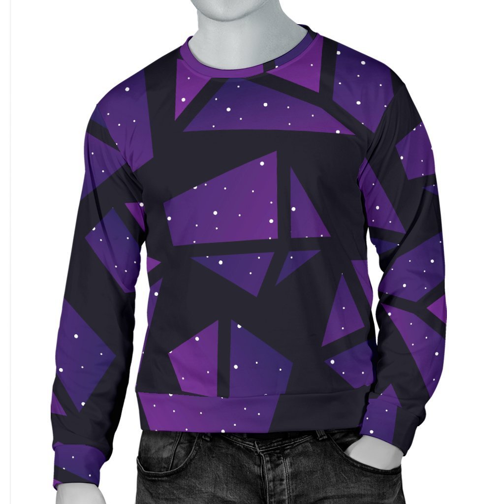Purple Crystal Cosmic Galaxy Space Print Men's Crewneck Sweatshirt GearFrost