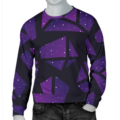 Purple Crystal Cosmic Galaxy Space Print Men's Crewneck Sweatshirt GearFrost