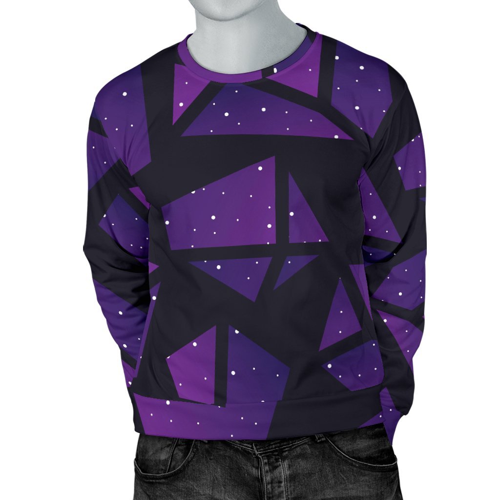 Purple Crystal Cosmic Galaxy Space Print Men's Crewneck Sweatshirt GearFrost