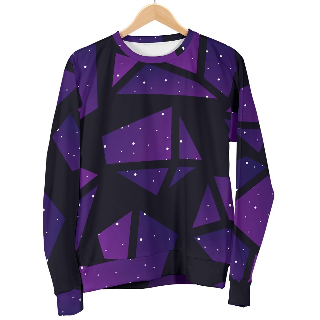 Purple Crystal Cosmic Galaxy Space Print Men's Crewneck Sweatshirt GearFrost